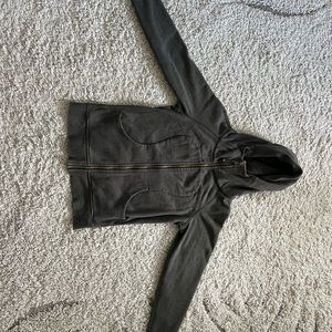 Black Puffer Jacket with Hood and Full-Length Zipper
